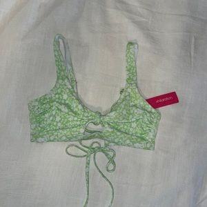 NWT green floral bikini top